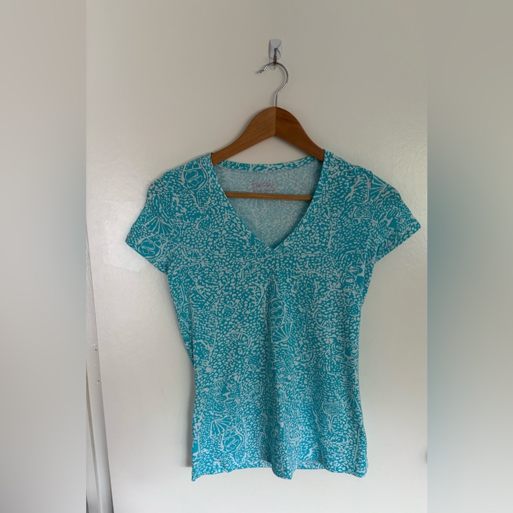 Lilly Pulitzer, Michelle Top in Shorely Blue Ice Cake, Size XS